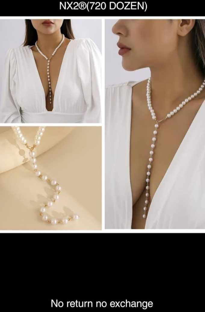 White Beads Long Mala Necklace - Traditional Elegance